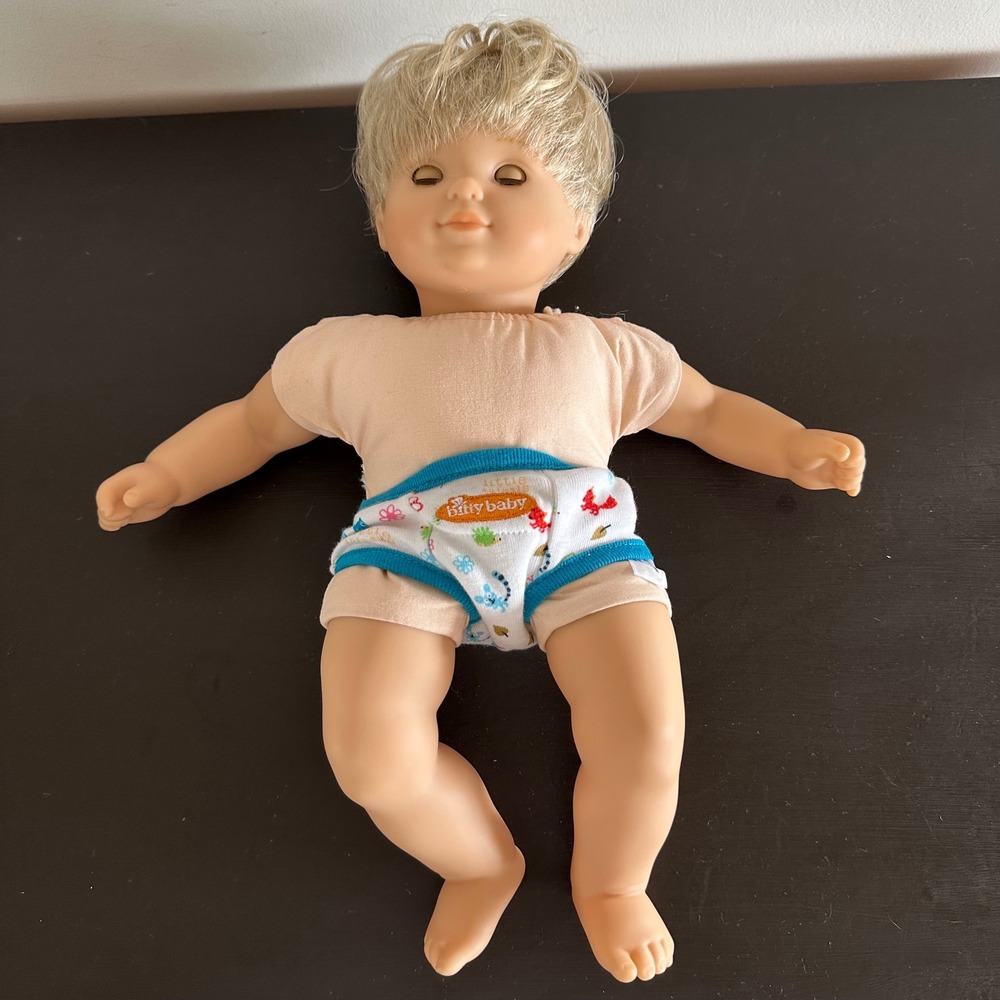 American Girl Bitty Twins Boy Doll Blonde Blue Eyes Clothes Book Set Argyle - Picture 8 of 10